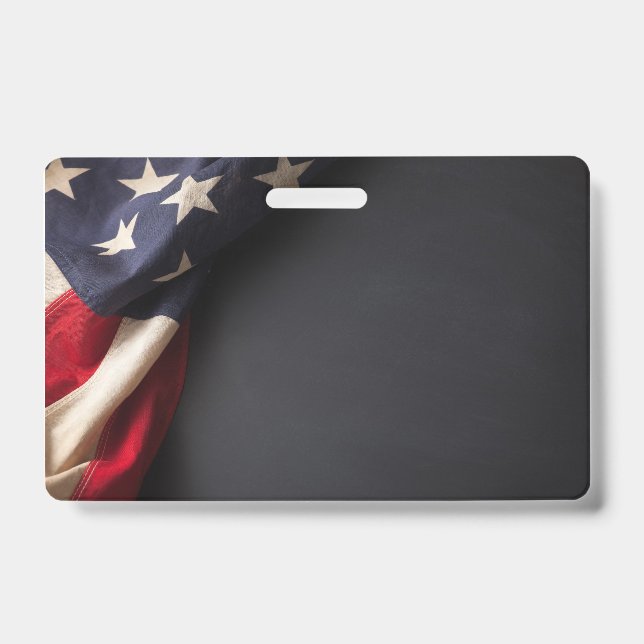 American Flag on a Chalkboard Badge (Front)