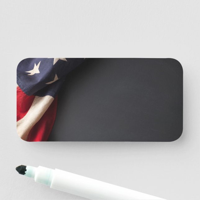 American Flag on a Chalkboard Name Tag (In Situ)