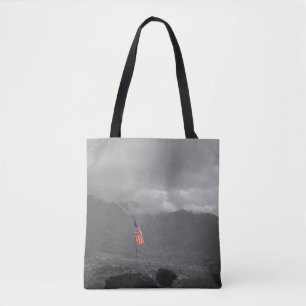 American Flag on a Cliff in Arizona Colored Tote Bag