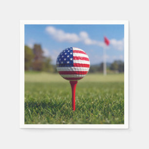 American Flag on a Golf Ball Napkins