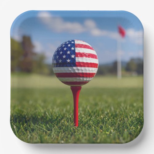 American Flag on a Golf Ball Paper Plates