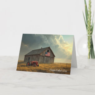 American Flag On a Rustic Barn Father's Day Thank You Card
