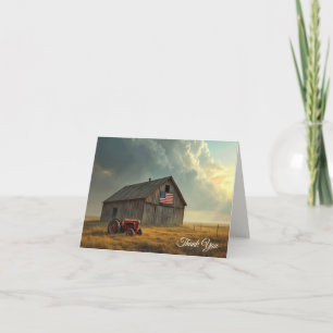 American Flag On a Rustic Barn Sympathy Thank You