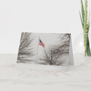 American Flag on a Snowy Day Holiday Card