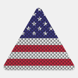 American Flag on Carbon Fiber Style Print Triangle Sticker