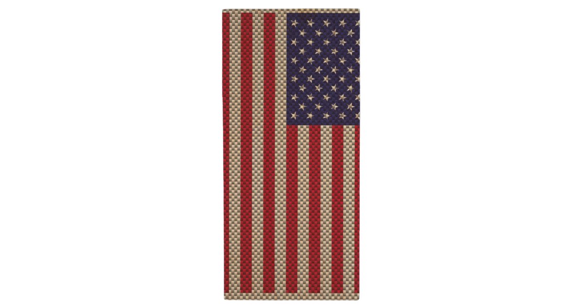 American Flag on Carbon Fiber Style Print Wood USB Flash Drive | Zazzle