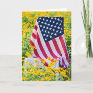 American flag on chair watercolor card