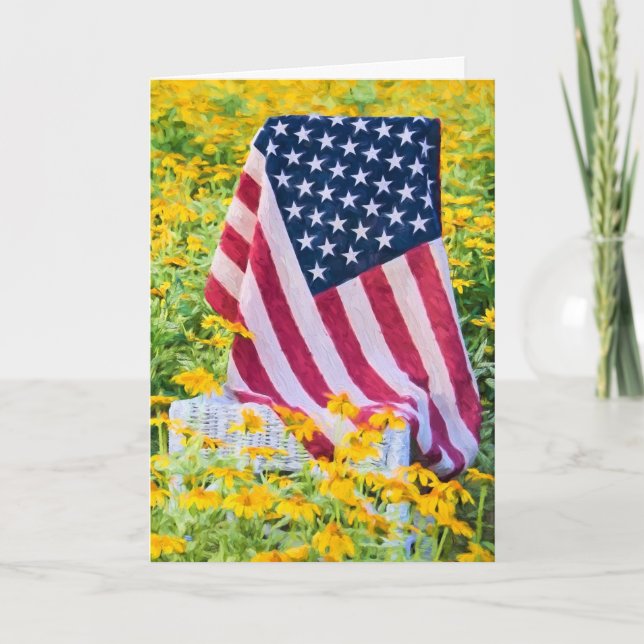 American flag on chair watercolor card (Front)