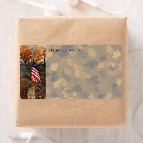 American Flag on Historical Grave Marker  Fall  Label