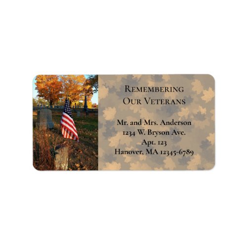 American Flag on Historical Grave Marker  Fall  Label