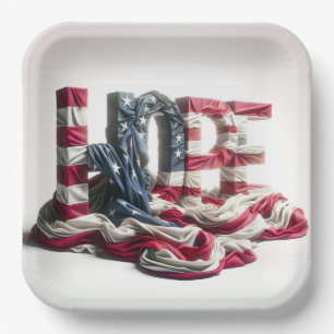 American Flag On HOPE Paper Plates