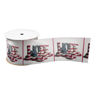 American Flag On Hope Typography Satin Ribbon