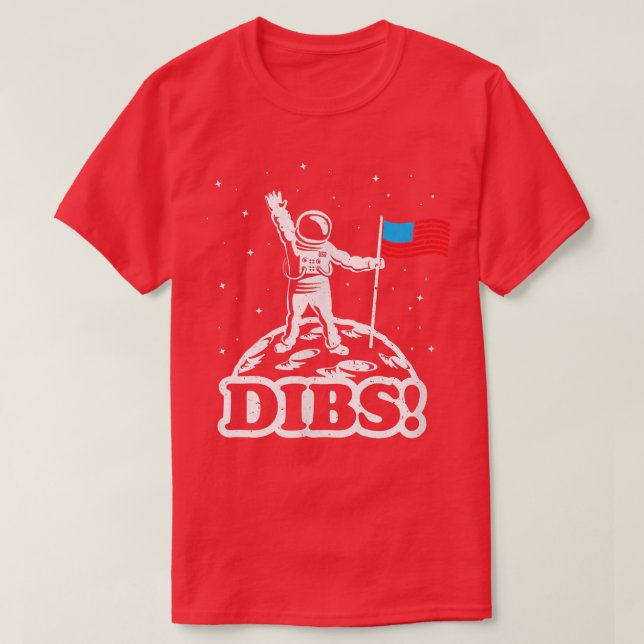 American Flag on Moon July 4th funny t  Astronaut  T-Shirt (Design Front)