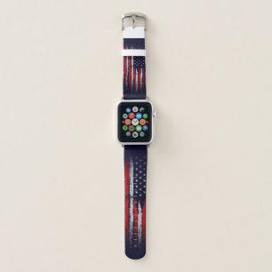 American flag on navy ink apple watch band