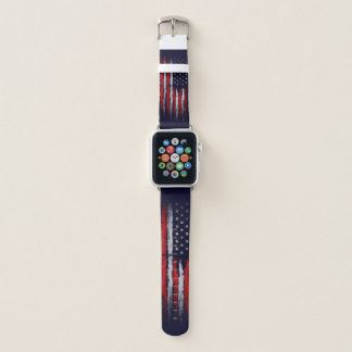 American flag on navy ink apple watch band
