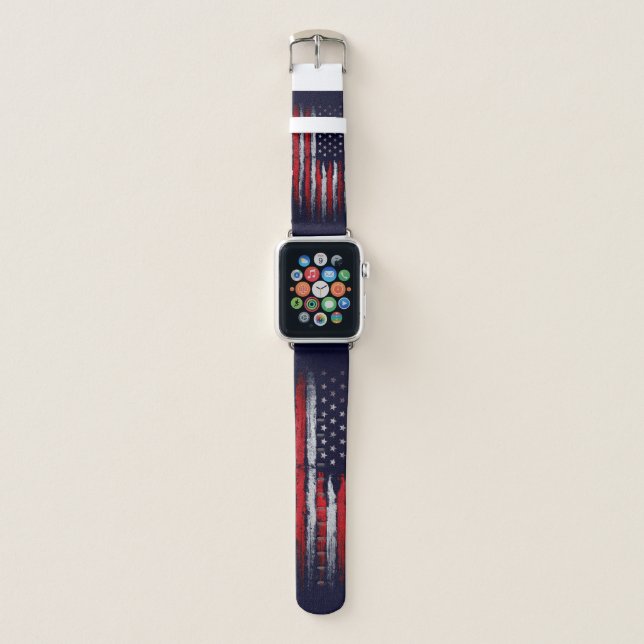 American flag on navy ink apple watch band (Front)