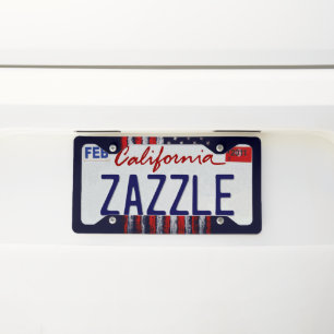 American flag on navy ink license plate frame