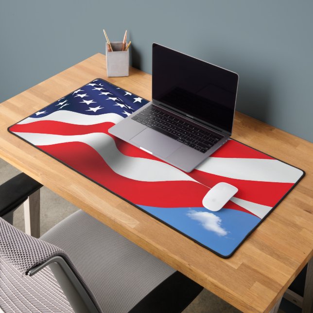 American Flag On Sky Desk Mat (Office 2)