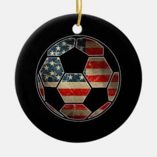 American Flag on Soccer Ball - Soccer Ball Flag Ceramic Ornament