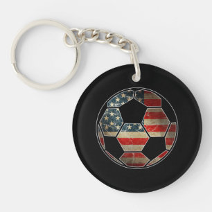 American Flag on Soccer Ball - Soccer Ball Flag Keychain