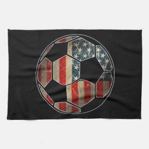 American Flag on Soccer Ball - Soccer Ball Flag Kitchen Towel