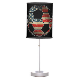 American Flag on Soccer Ball - Soccer Ball Flag Table Lamp