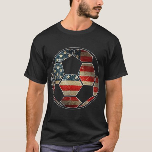 American Flag on Soccer Ball T_Shirt