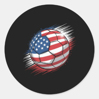 American Flag On Soccer Ll _1 Classic Round Sticker