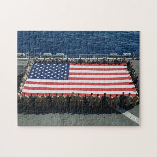 American Flag On The USS Kearsarge Jigsaw Puzzle