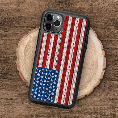 American Flag On Weathered Wooden Planks Pattern iPhone 13 Case