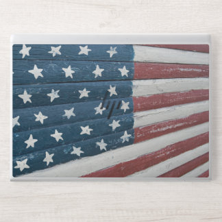 American Flag On Wood HP Laptop Skin