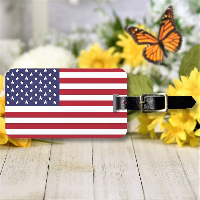 American Flag or Custom Photo Personalized Luggage Tag (Creator Uploaded)