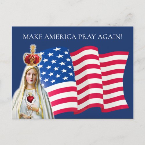 American Flag Our Lady of Fatima Postcard