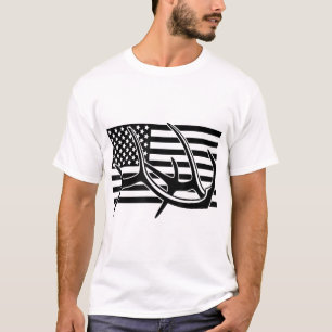 American Flag Outdoor Antlers Elk Deer T-Shirt