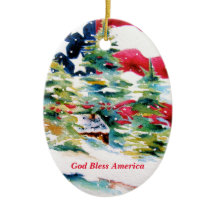 American Flag Oval Ornament