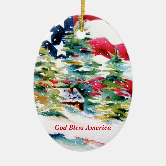 American Flag Oval Ornament (Front)