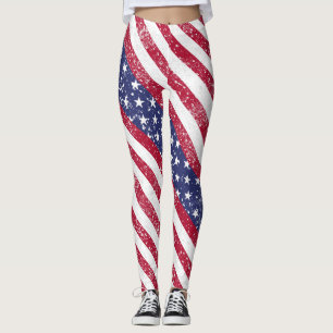 American Flag Paint Splatter Patriotic Leggings