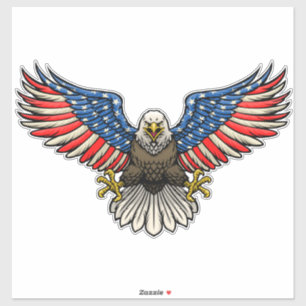 American Flag Painted Bald Eagle Patriotic Sticker