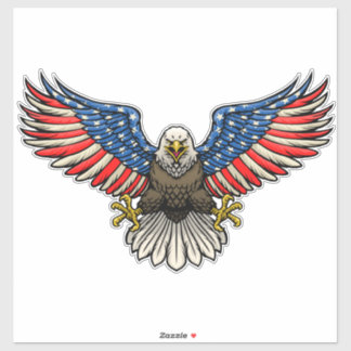 American Flag Painted Bald Eagle Patriotic Sticker