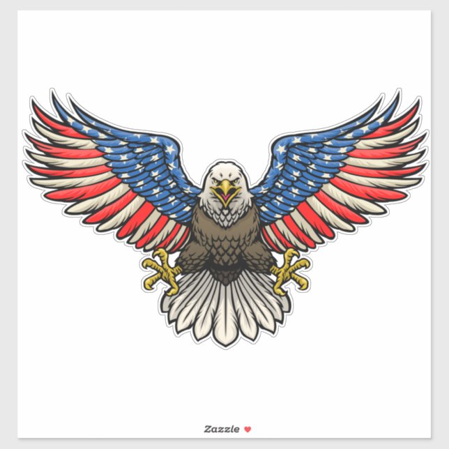 American Flag Painted Bald Eagle Patriotic  Sticker (Sheet)