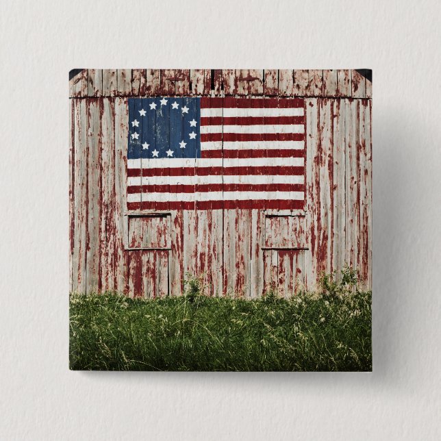 American flag painted on barn button (Front)