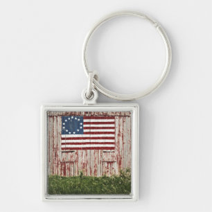 American flag painted on barn keychain