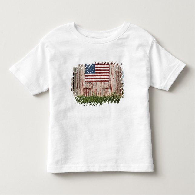 American flag painted on barn toddler t-shirt (Front)