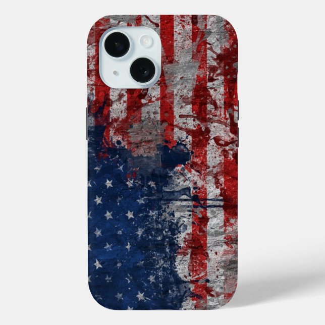 American Flag Painted on Grunge Wall Case-Mate iPhone Case (Back)