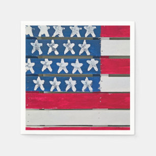 American Flag Painted On Wooden Pallet Napkins