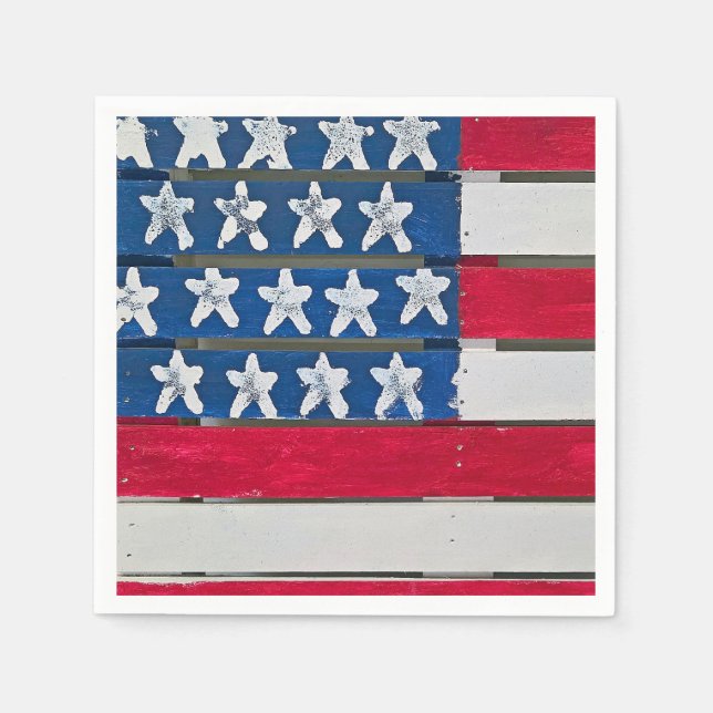 American Flag Painted On Wooden Pallet Napkins (Front)