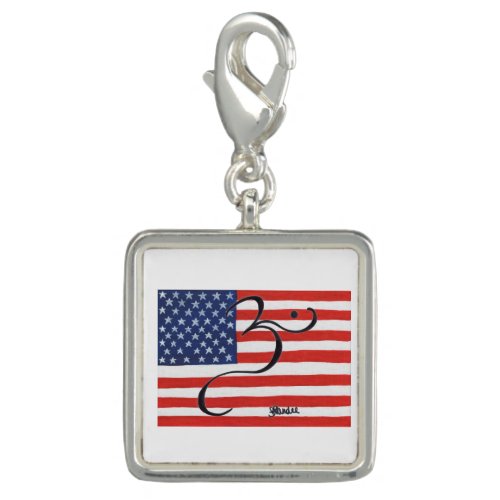 American Flag Painting Om Symbol Charm