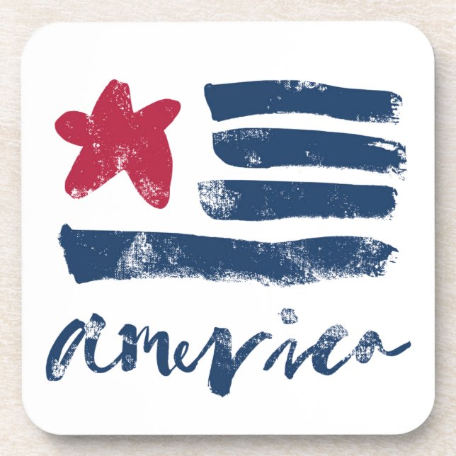 American Flag Paintstrokes Drink Coaster (Front)