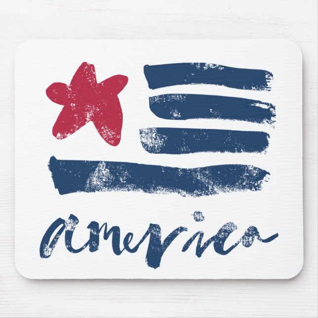 American Flag Paintstrokes Mouse Pad (Front)