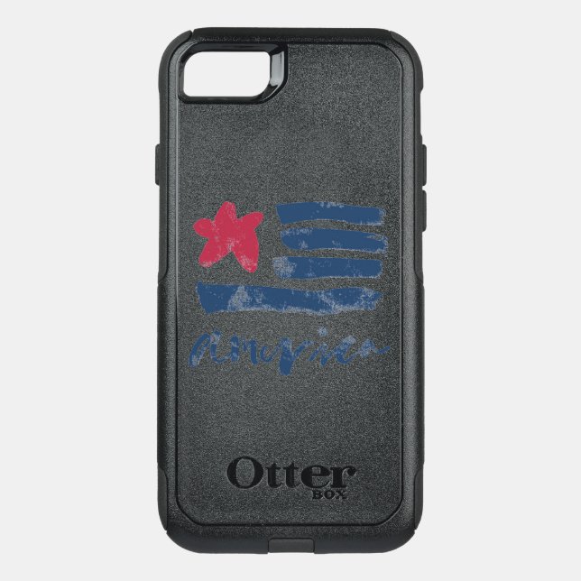 American Flag Paintstrokes Otterbox iPhone Case (Back)